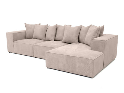 Luxusbetten24 Designer Largo L Cord Sofa, Beige Links