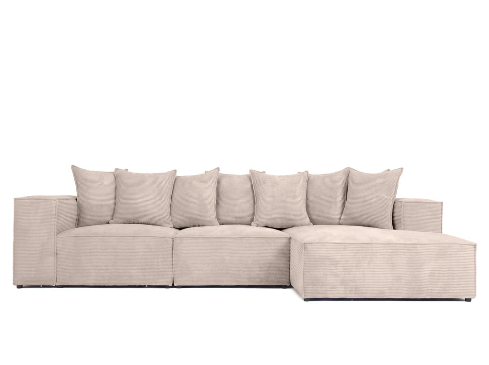 Luxusbetten24 Designer Largo L Cord Sofa, Beige Links
