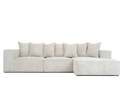 Luxusbetten24 Designer Largo L Cord Sofa, Beige Links