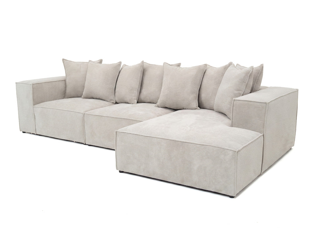 Luxusbetten24 Designer Largo L Cord Sofa, Beige Links