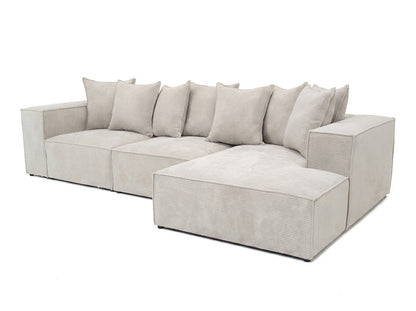 Luxusbetten24 Designer Largo L Cord Sofa, Beige Links