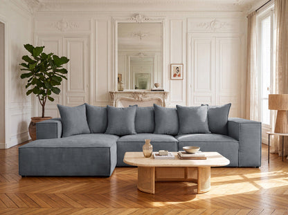 Luxusbetten24 Designer Largo L Cord Sofa, Beige Links