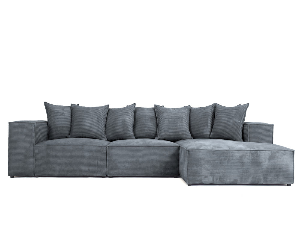 Luxusbetten24 Designer Largo L Cord Sofa, Beige Links