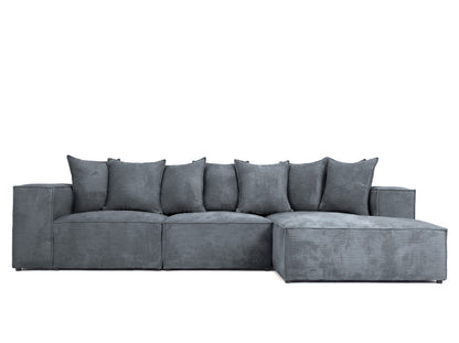 Luxusbetten24 Designer Largo L Cord Sofa, Beige Links