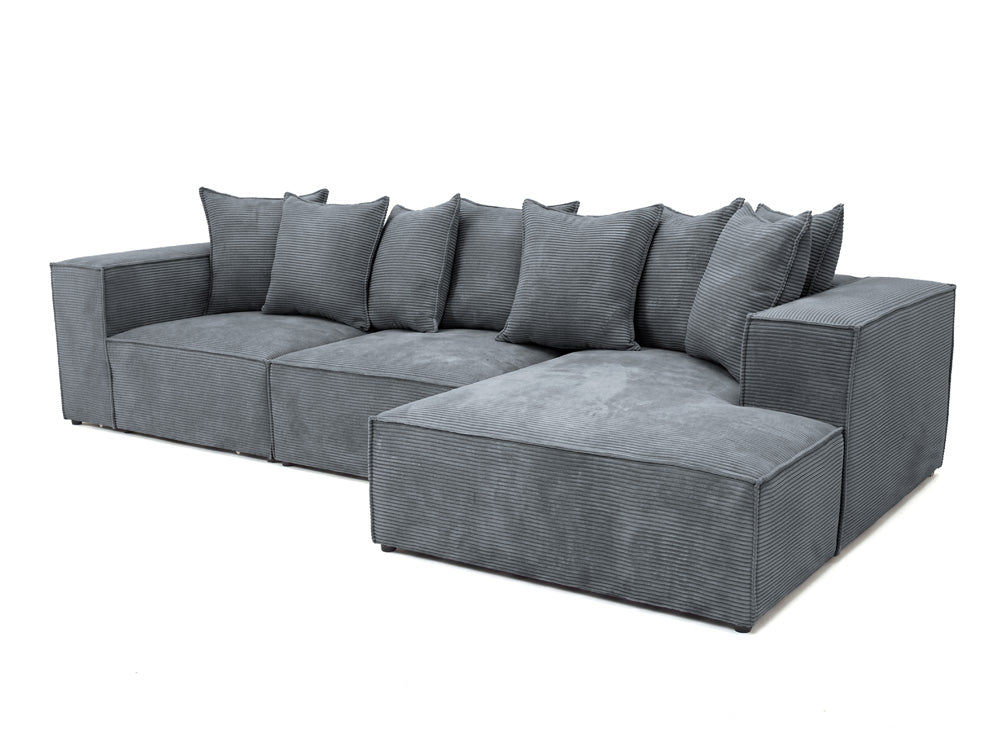 Luxusbetten24 Designer Largo L Cord Sofa, Beige Links
