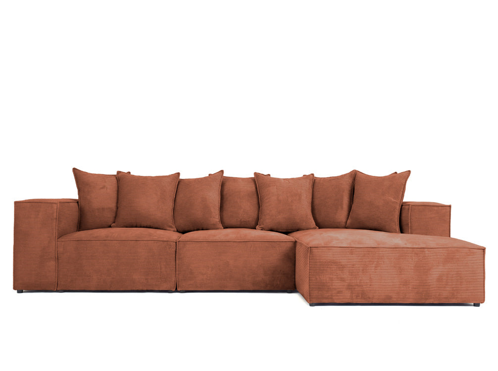 Luxusbetten24 Designer Largo L Cord Sofa, Beige Links