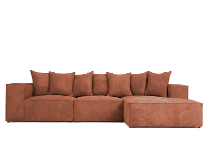 Luxusbetten24 Designer Largo L Cord Sofa, Beige Links