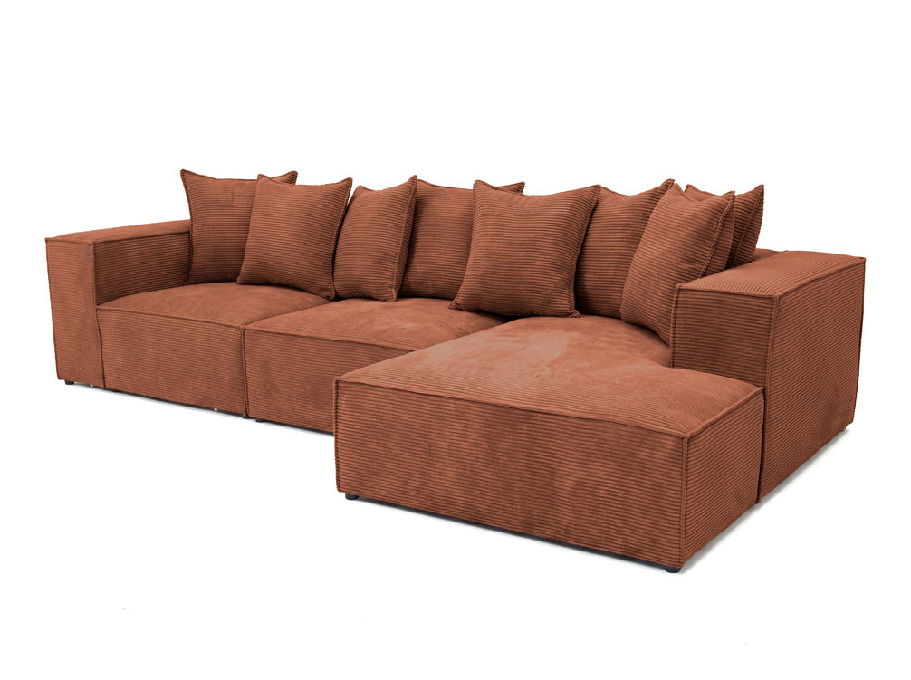 Luxusbetten24 Designer Largo L Cord Sofa, Beige Links