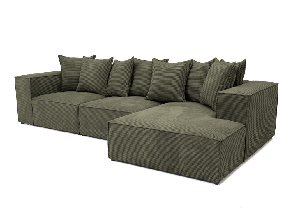 Luxusbetten24 Designer Largo L Cord Sofa, Beige Links
