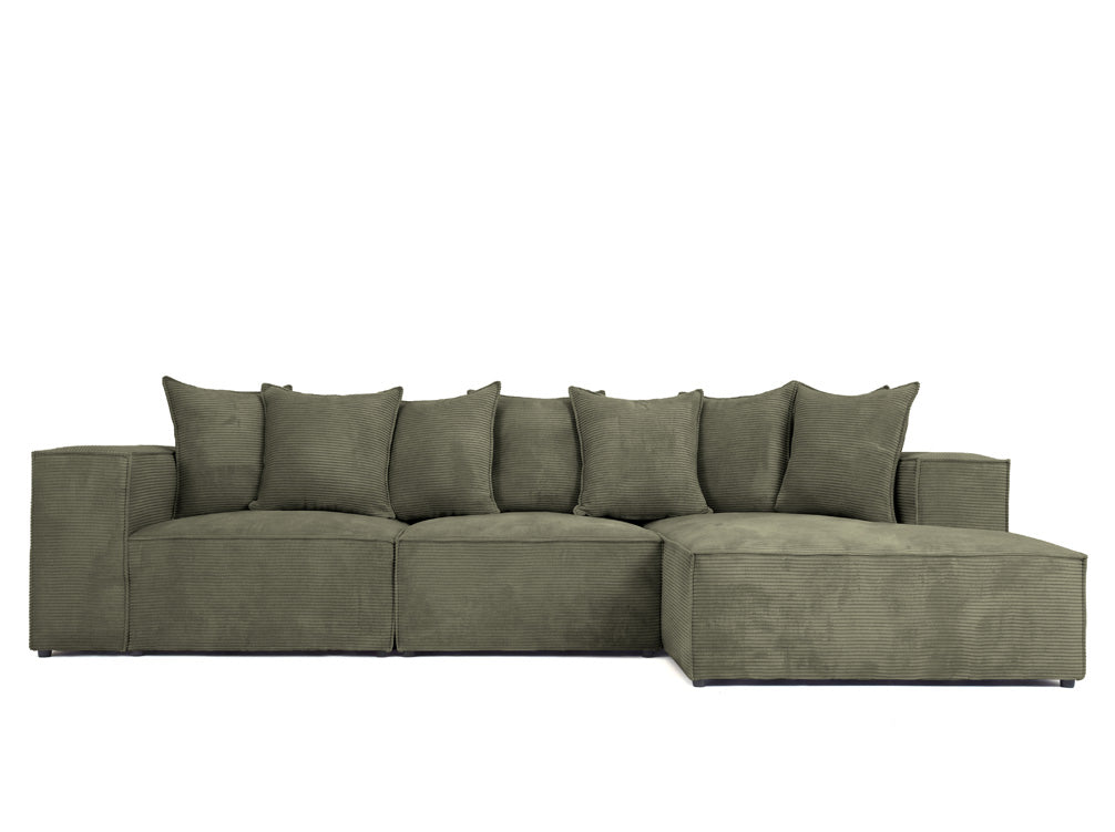 Luxusbetten24 Designer Largo L Cord Sofa, Beige Links