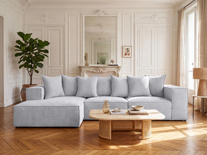 Luxusbetten24 Designer Largo L Cord Sofa, Beige Links