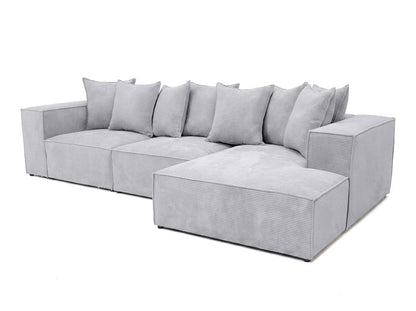 Luxusbetten24 Designer Largo L Cord Sofa, Beige Links