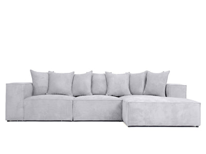 Luxusbetten24 Designer Largo L Cord Sofa, Beige Links
