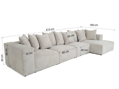 Luxusbetten24 Designer Sofa Largo L Maxi Cord