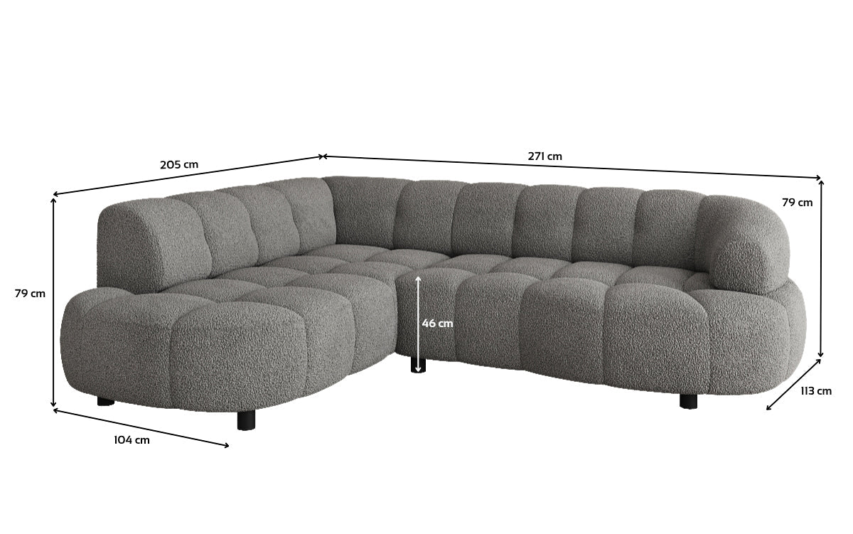 Luxusbetten24 Olivia Mini Designer Sofa Teddy Bouclé Elektrische Erweiterung