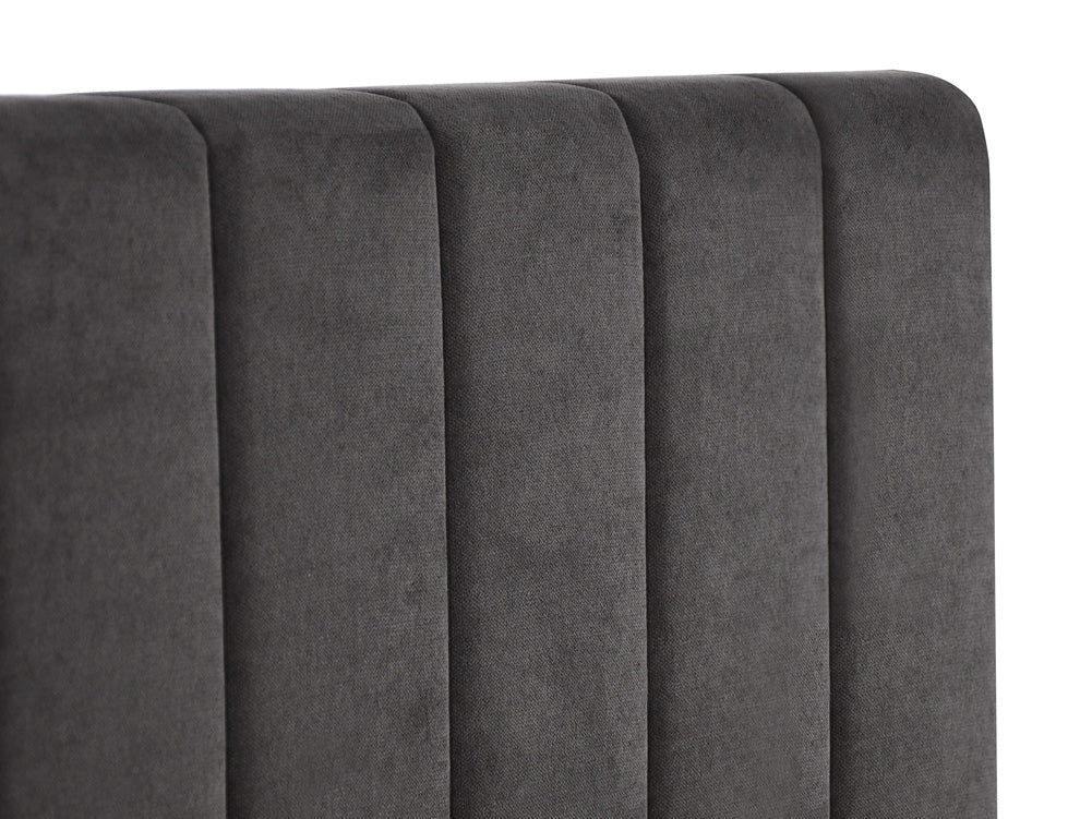 Luxusbetten24 Livia Polsterbett Samt Grau 160x200 cm mit Stauraum
