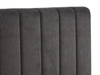 Luxusbetten24 Livia Polsterbett Samt Grau 160x200 cm mit Stauraum