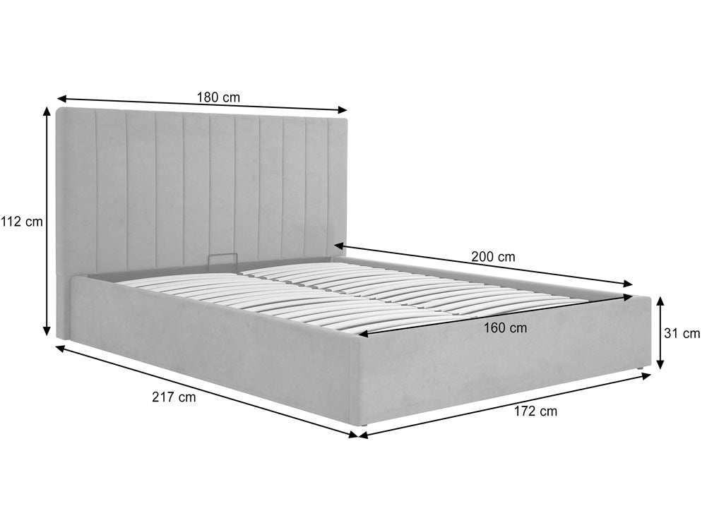 Luxusbetten24 Livia Polsterbett Samt Grau 160x200 cm mit Stauraum