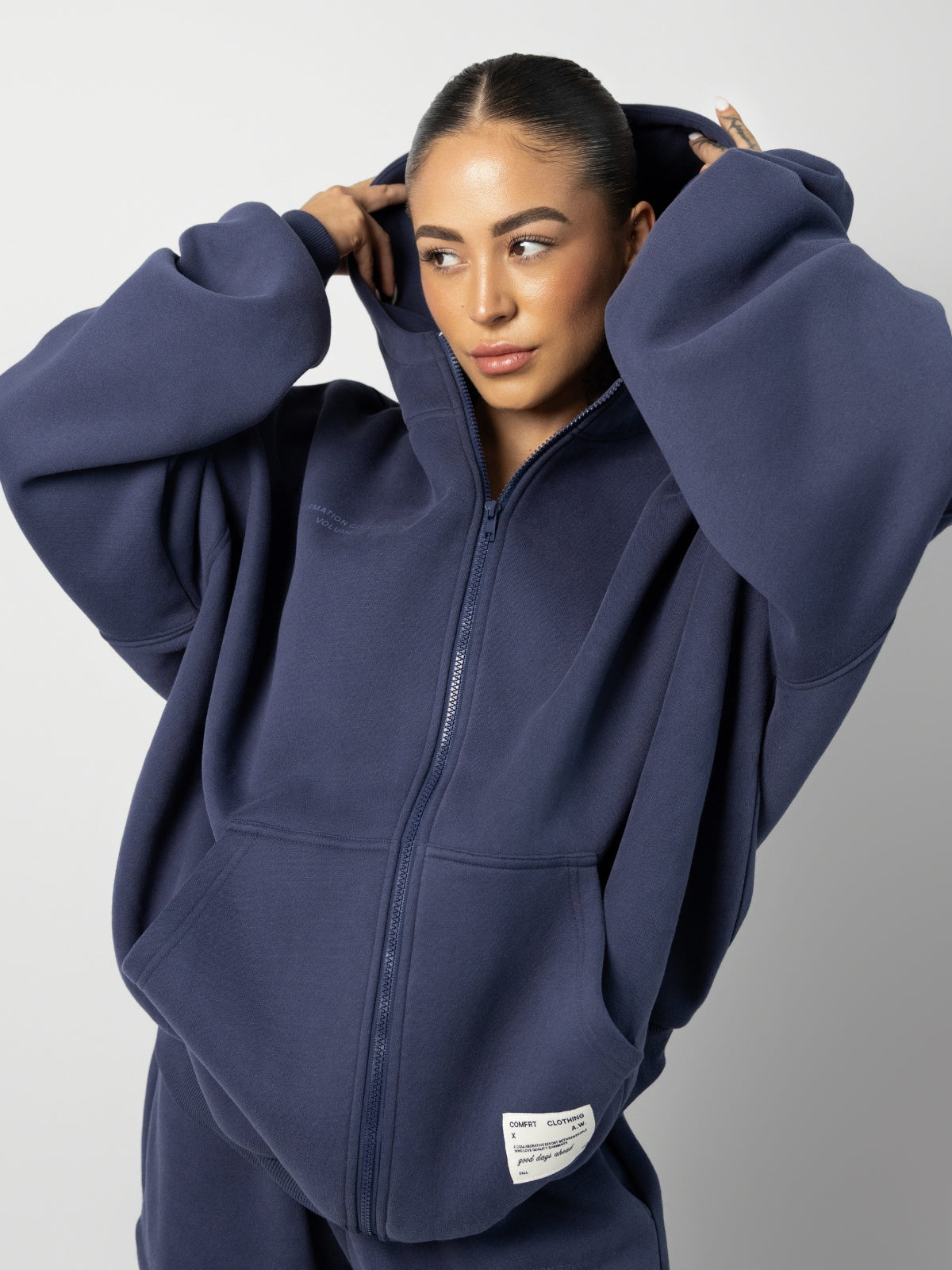 Comfrt Affirmation Zip Hoodie Oversized Super Soft Cotton Maroon