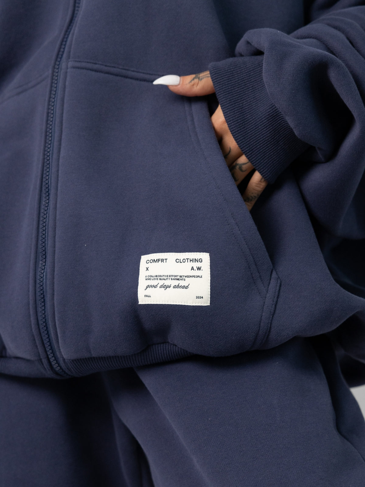 Comfrt Affirmation Zip Hoodie Oversized Super Soft Cotton Maroon