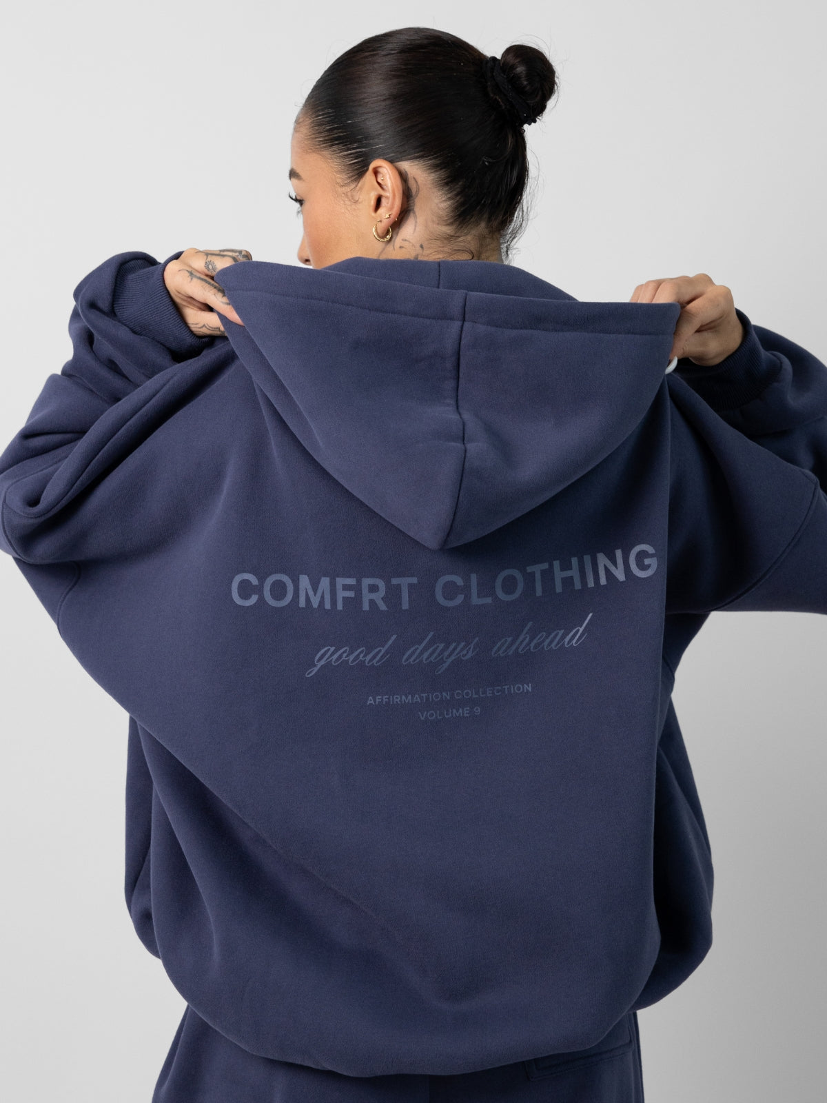 Comfrt Affirmation Zip Hoodie Oversized Super Soft Cotton Maroon
