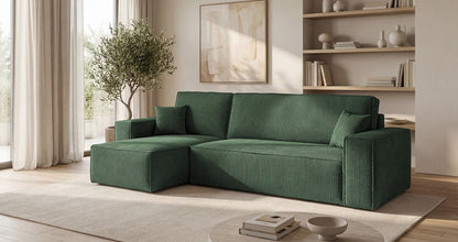 Designer Sofa Lunaro Mini Cord mit Schlaf- und Klappfunktion
