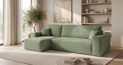 Designer Sofa Lunaro Mini Cord mit Schlaf- und Klappfunktion