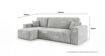 Designer Sofa Lunaro Mini Cord mit Schlaf- und Klappfunktion