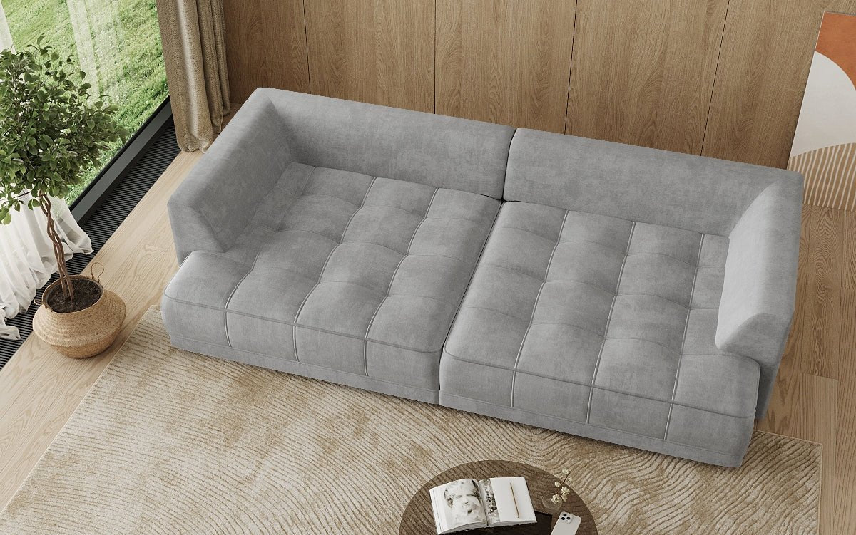 Designer Big Sofa Nuvo in Samt mit Elektrischer Schlaffunktion