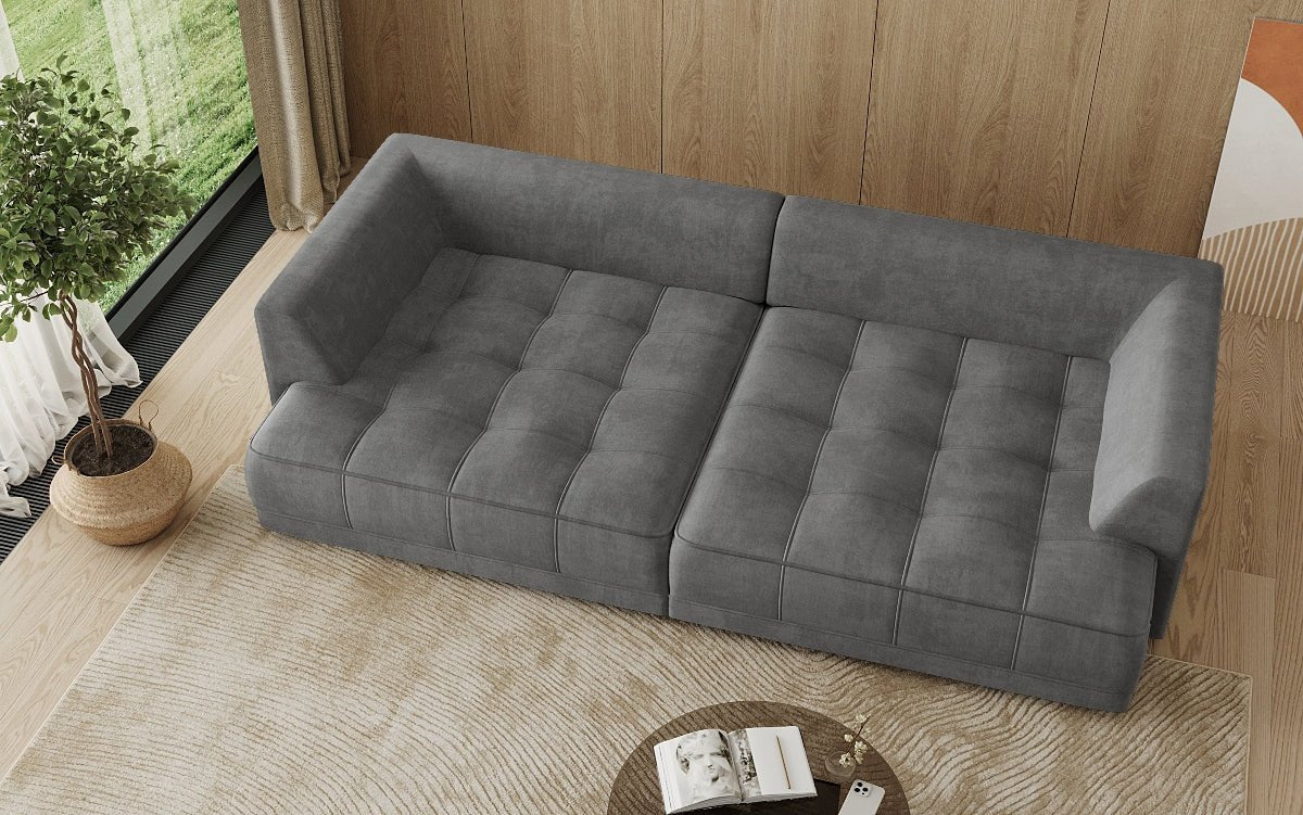 Designer Big Sofa Nuvo in Samt mit Elektrischer Schlaffunktion