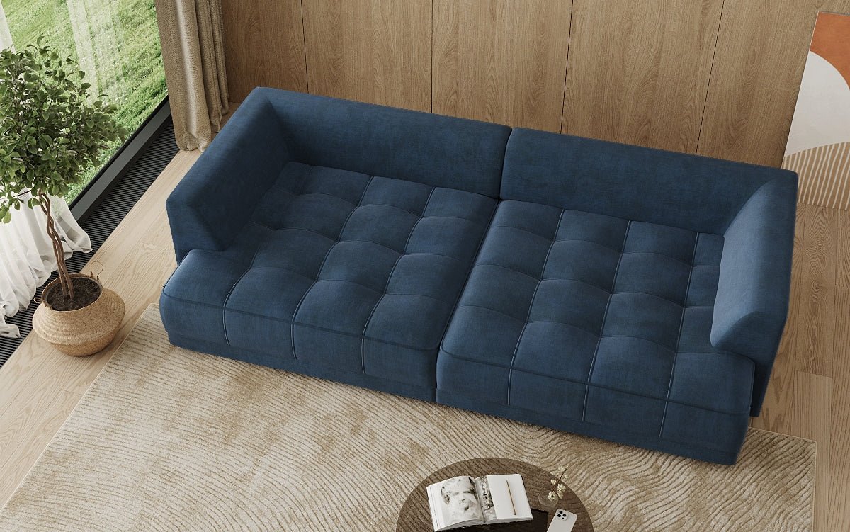 Designer Big Sofa Nuvo in Samt mit Elektrischer Schlaffunktion