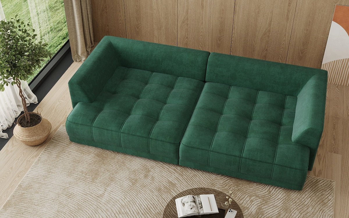 Designer Big Sofa Nuvo in Samt mit Elektrischer Schlaffunktion