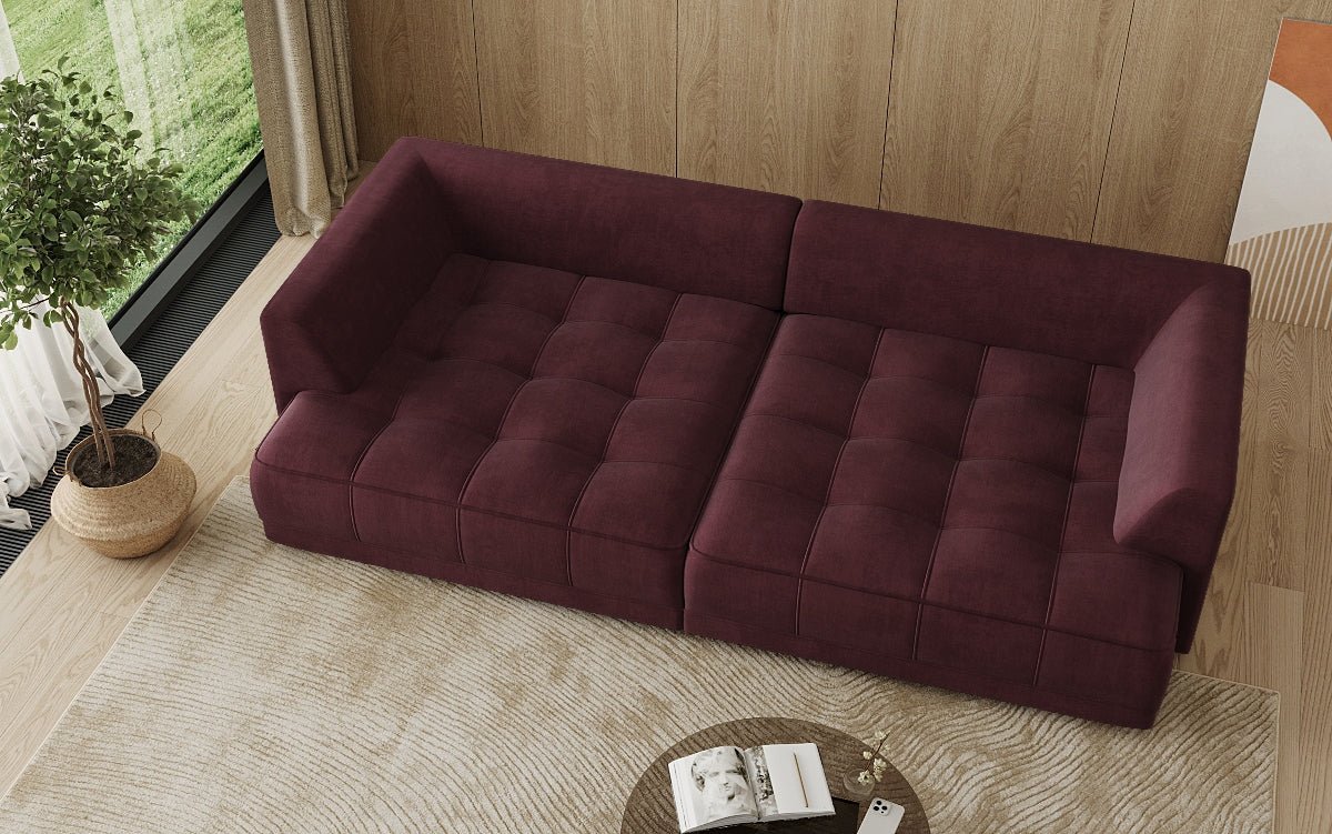 Designer Big Sofa Nuvo in Samt mit Elektrischer Schlaffunktion