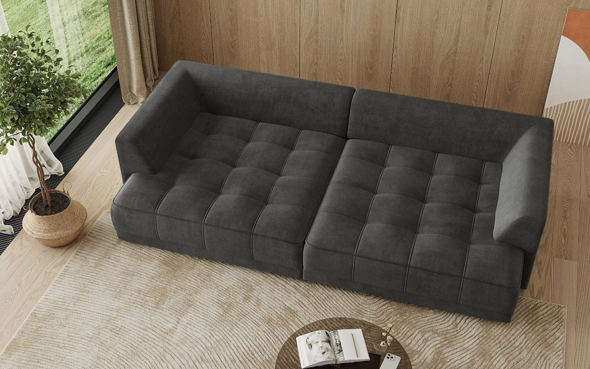 Designer Big Sofa Nuvo in Samt mit Elektrischer Schlaffunktion
