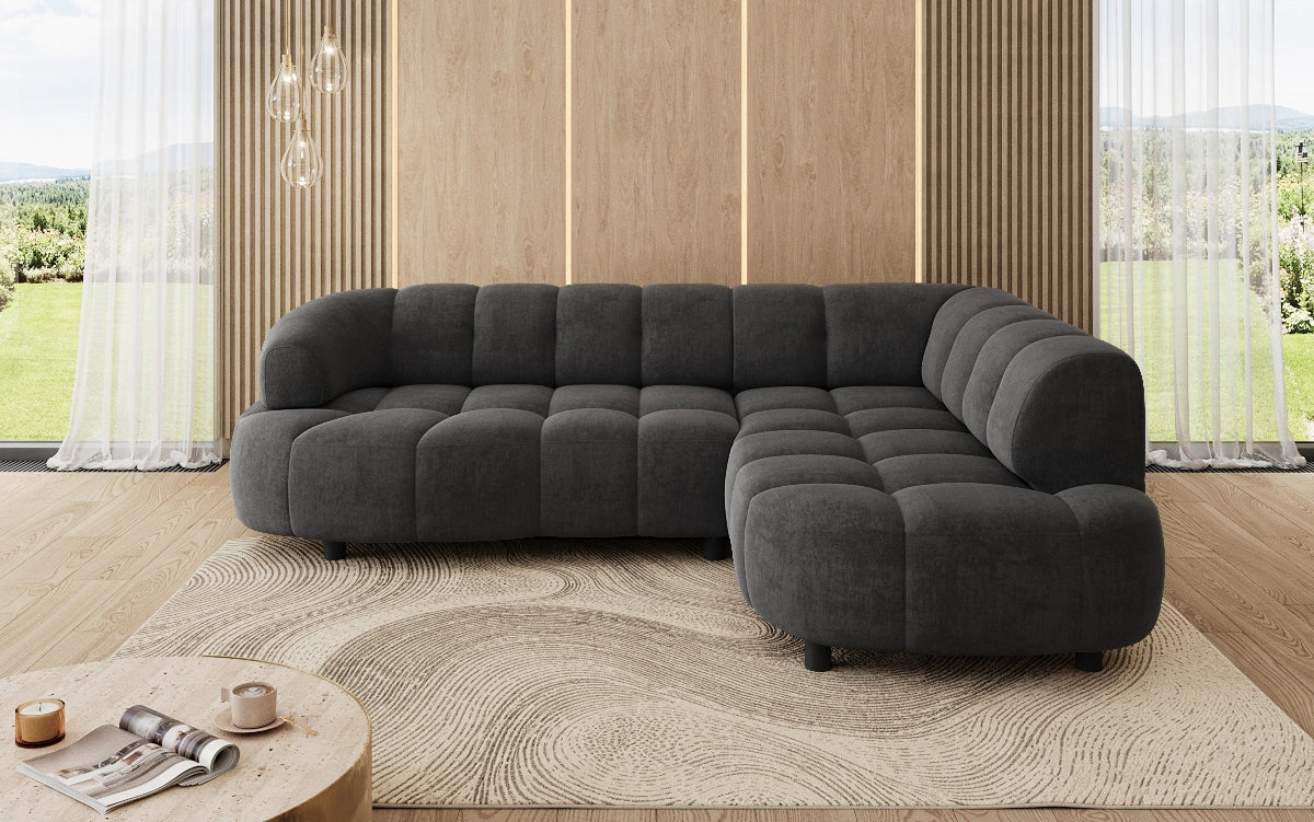 Luxusbetten24 Designer Sofa Olivia Mini Samt mit elektrischer Sitzerweiterung