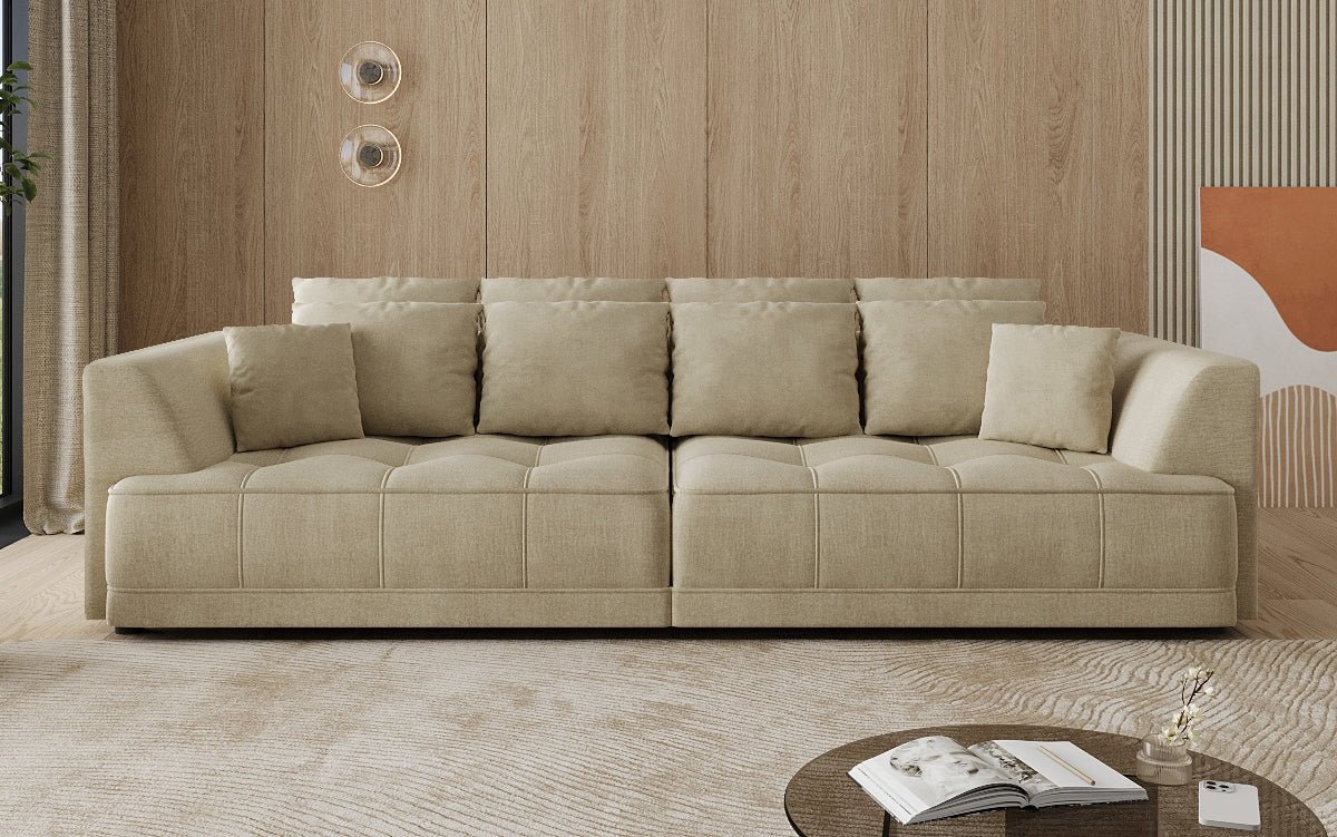 Designer Big Sofa Nuvo in Samt mit Elektrischer Schlaffunktion