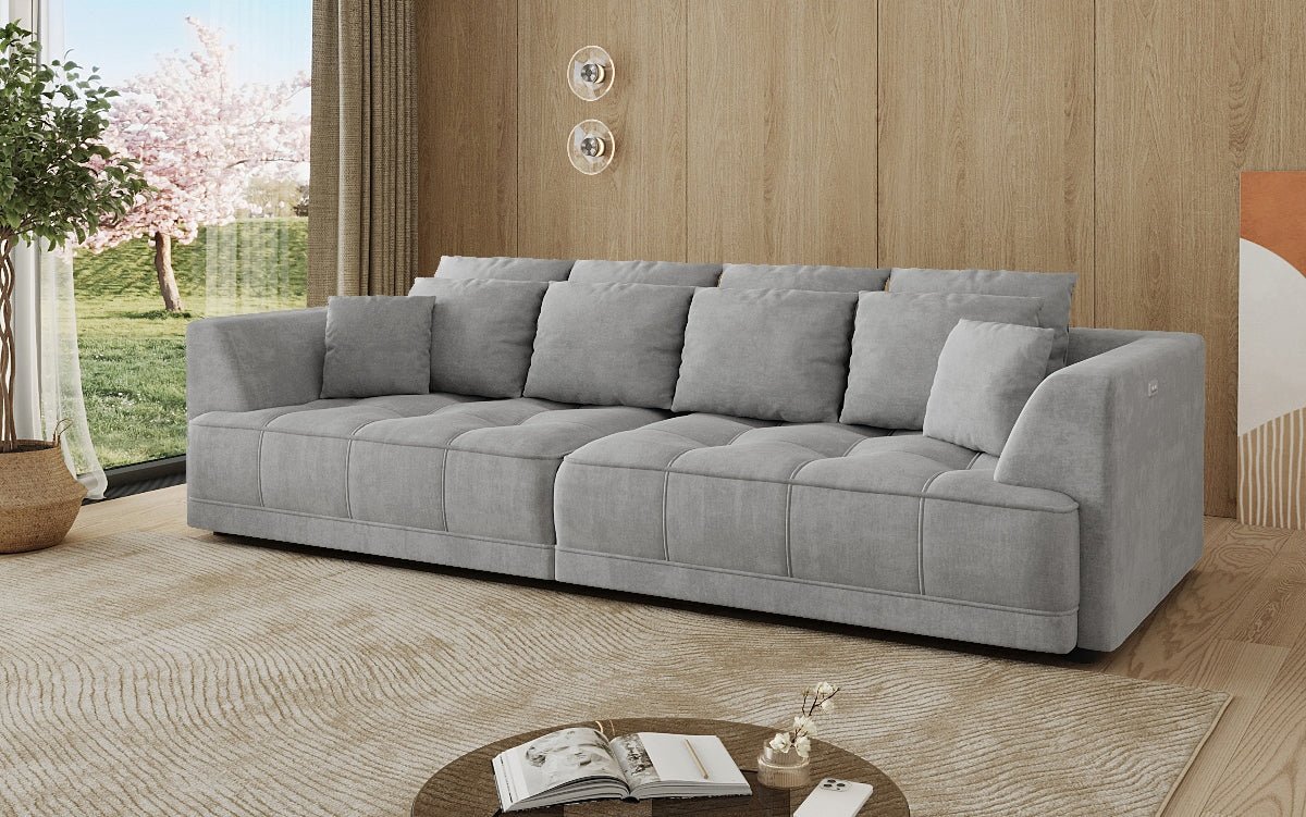 Designer Big Sofa Nuvo in Samt mit Elektrischer Schlaffunktion