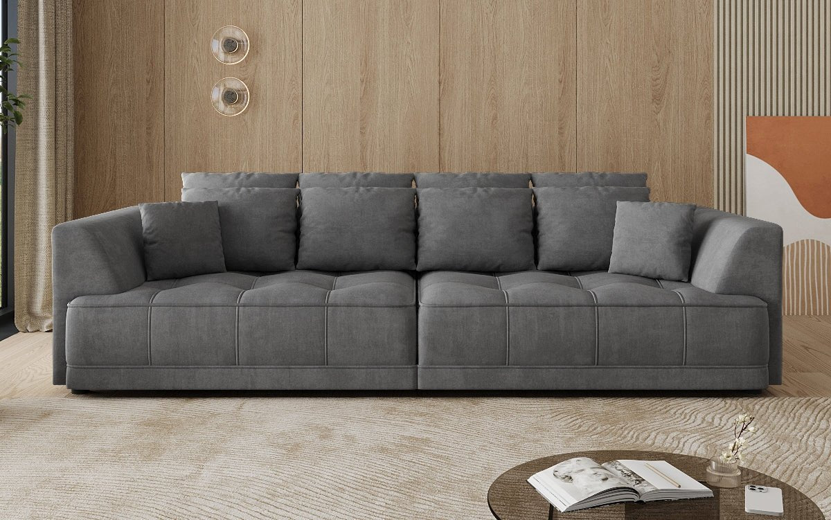 Designer Big Sofa Nuvo in Samt mit Elektrischer Schlaffunktion