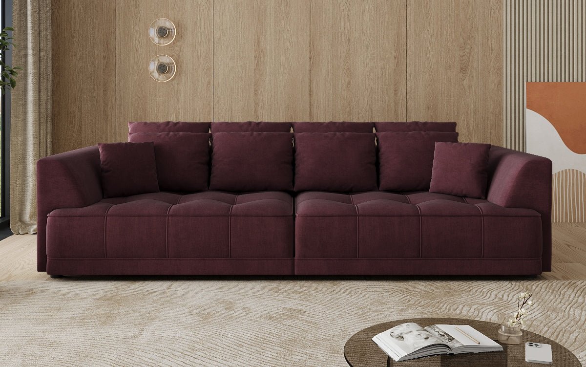 Designer Big Sofa Nuvo in Samt mit Elektrischer Schlaffunktion