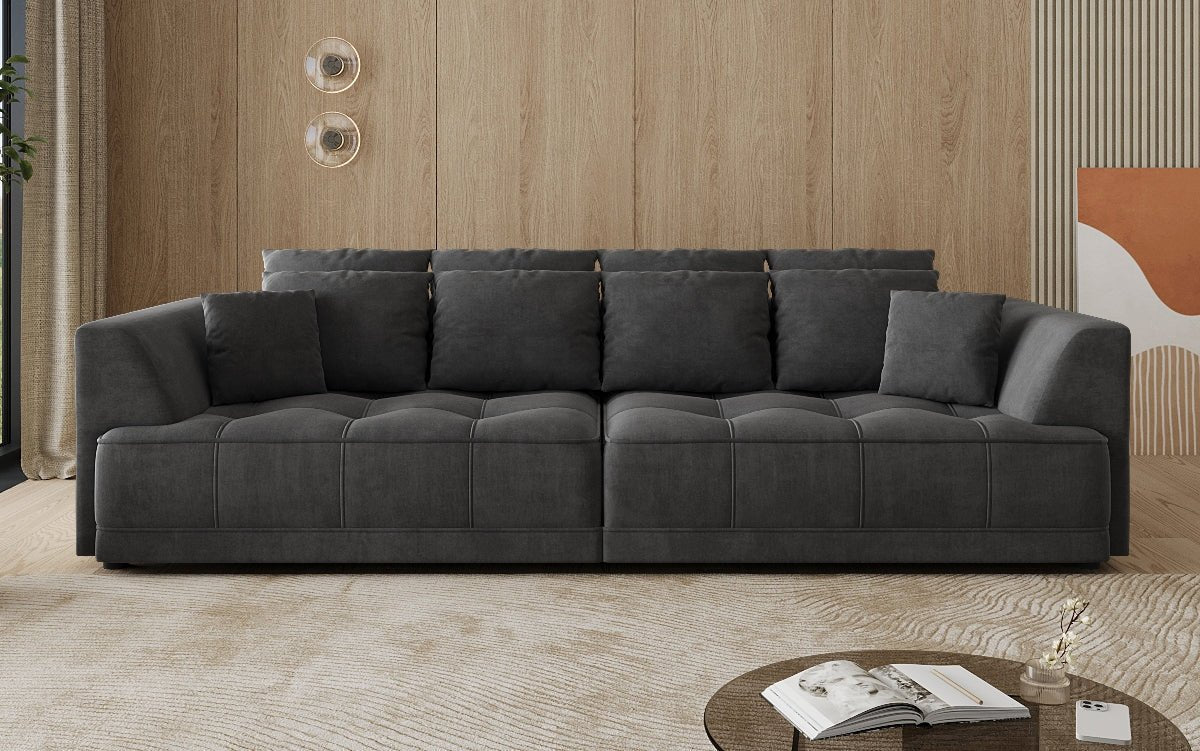 Designer Big Sofa Nuvo in Samt mit Elektrischer Schlaffunktion