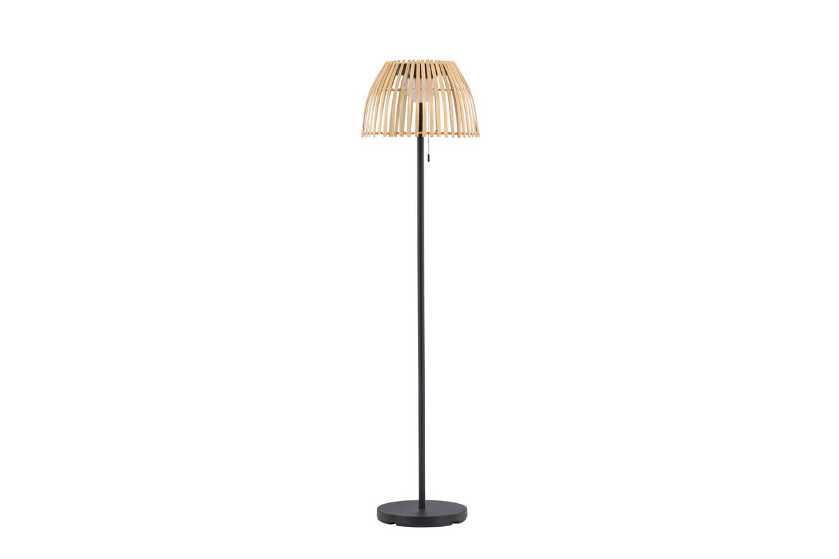 Luxusbetten24 Elan Outdoor-Stehlampe – Wetterfeste Stehleuchte aus Bambus und Metall, Braun