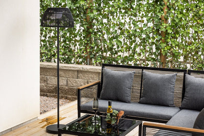 Luxusbetten24 Elan Outdoor-Stehlampe – Wetterfeste Stehleuchte aus Bambus und Metall, Braun