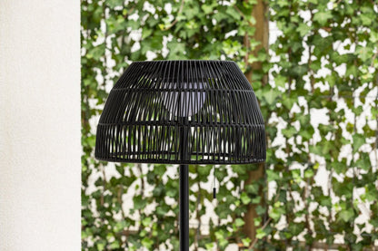 Luxusbetten24 Elan Outdoor-Stehlampe – Wetterfeste Stehleuchte aus Bambus und Metall, Braun