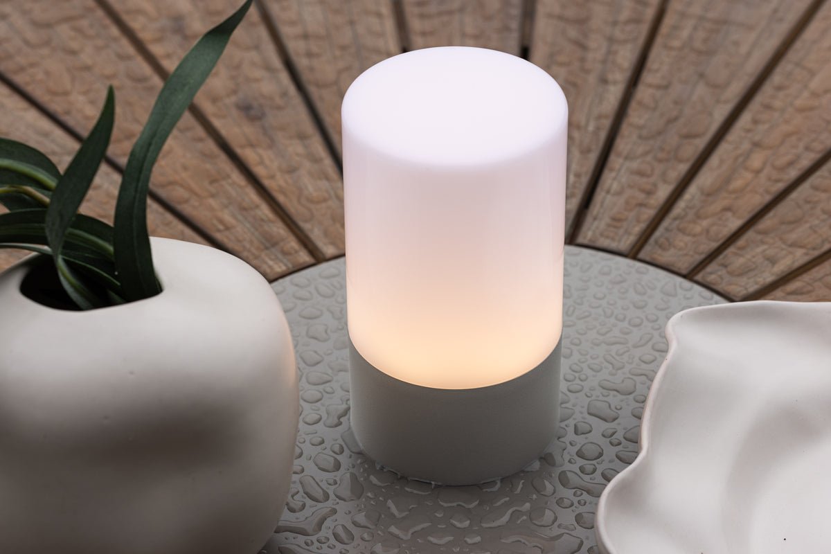 Arilo Outdoor-Tischlampe – Wetterfest, Kunststoff & Stahl, Grau Für Garten