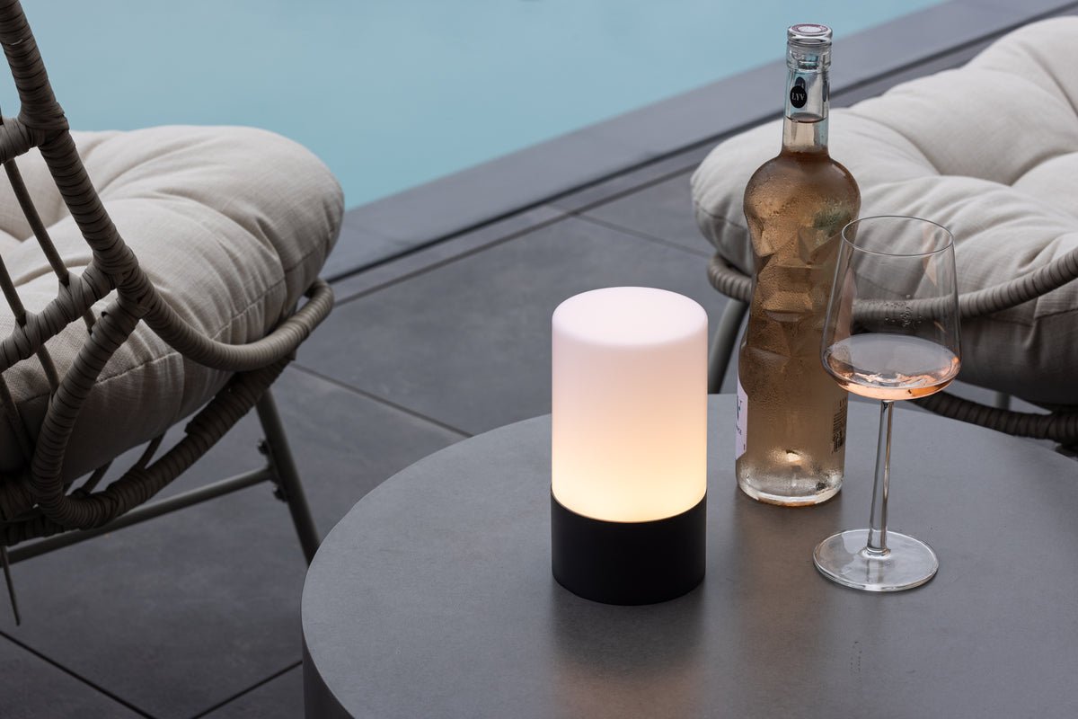 Arilo Outdoor-Tischlampe – Wetterfest, Kunststoff & Stahl, Grau Für Garten