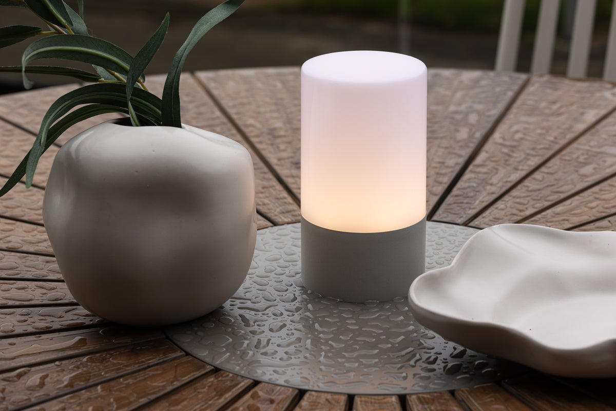Arilo Outdoor-Tischlampe – Wetterfest, Kunststoff & Stahl, Grau Für Garten