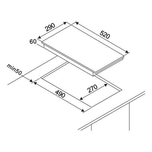 VALBERG IH 2M Placa de Inducción Doble Quemador 58 cm
