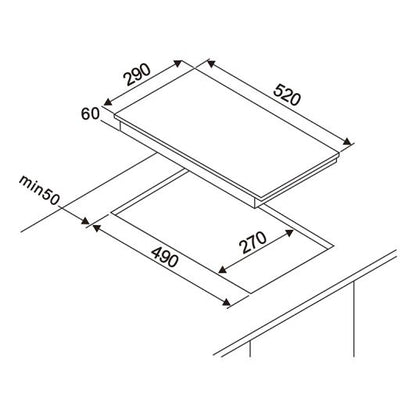 VALBERG IH 2M Placa de Inducción Doble Quemador 58 cm