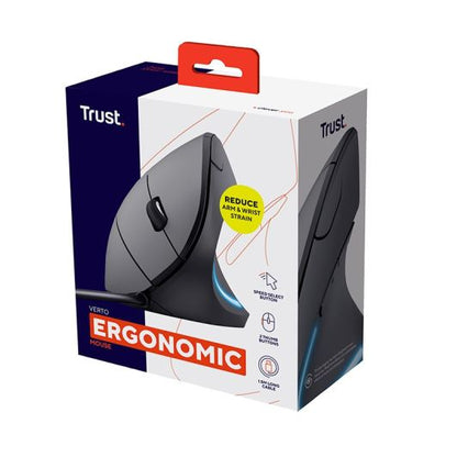 Trust VERTO Ratón Ergonómico con Cable 1,5m Negro