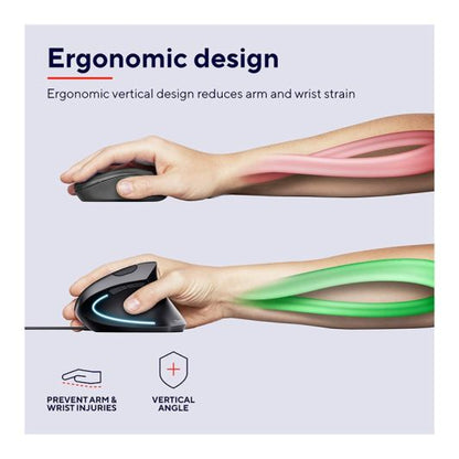 Trust VERTO Ratón Ergonómico con Cable 1,5m Negro